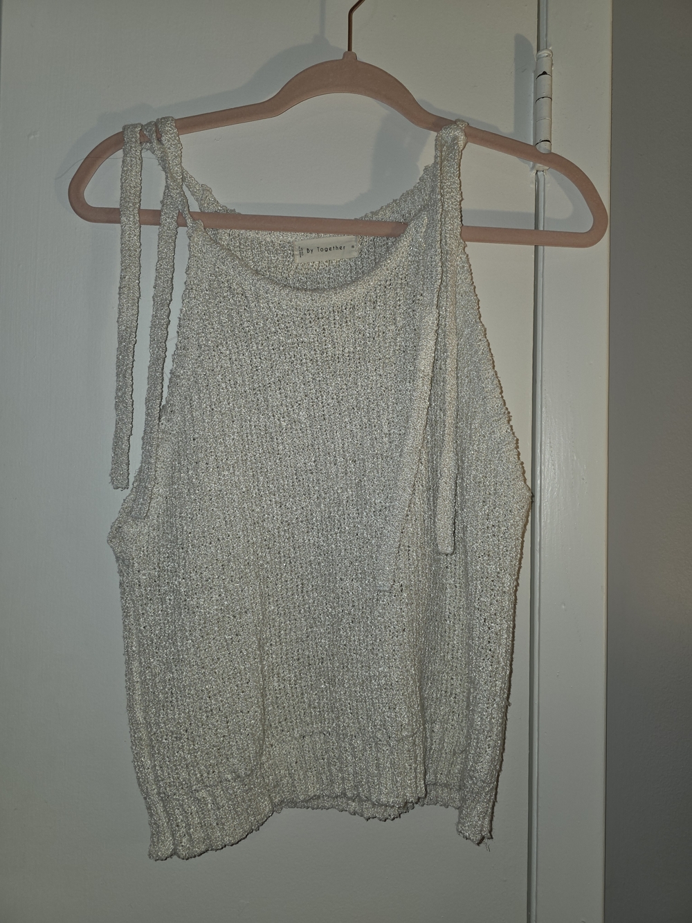 Together Cream Knit Tie-Shoulder Tank